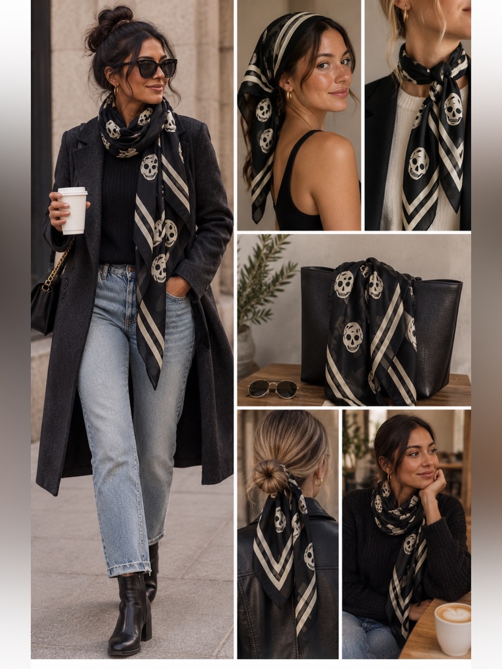 Classic Skull Scarf 🤍💀🖤